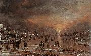 Aert van der Neer Sports on a Frozen River oil